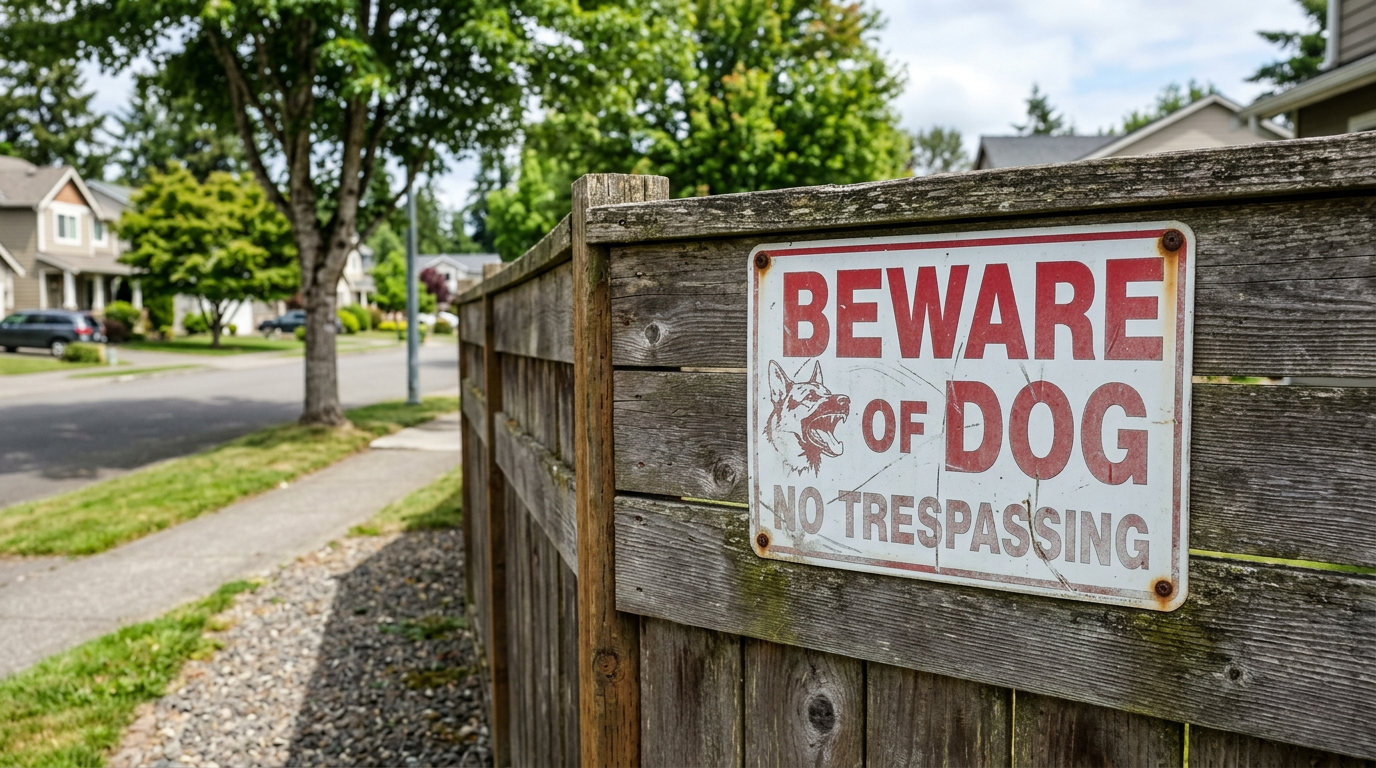 Warning sign for dangerous dog - North Carolina dog bite law